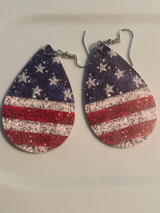 American flag wooden earrings