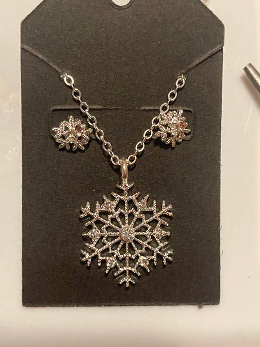 Snowflake necklace and earrings sets