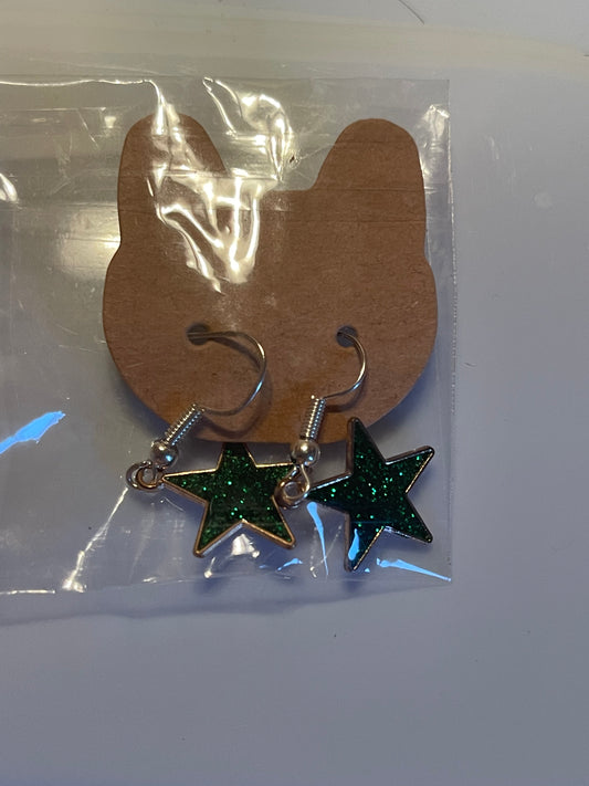 green star earrings