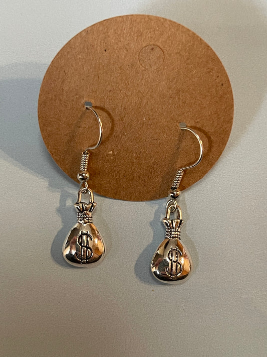 Money bag earrings