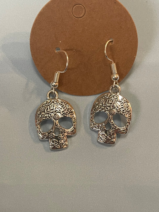 silver skull earrings