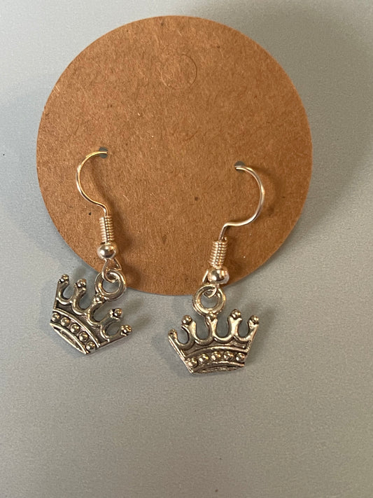 silver crown earrings