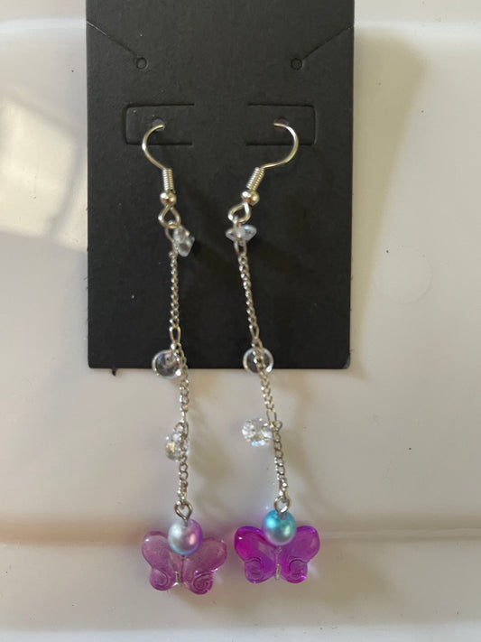 red-violet butterfly earrings